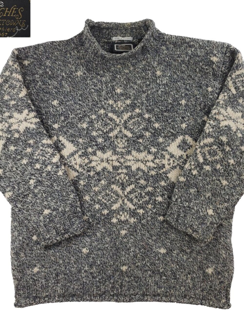 Britches Georgetowne Vintage Sweater Snowflake Chunky Knit Wool Blend Men's XL
